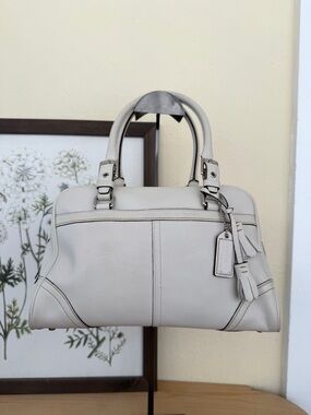 White Coach Leather Satchel Handbag